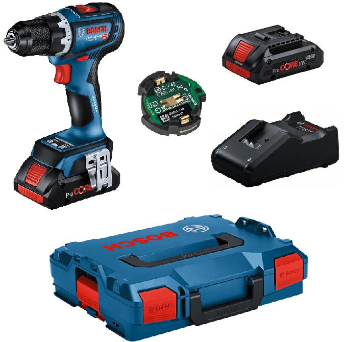 Aku vŕtací skrutkovač BOSCH GSR 18V-90 C v kufri L-BOXX 2x akumulátor a BT modul