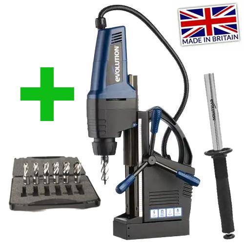 Magnetická vŕtačka EVO MAG42 so sadou 6ks jadrových vrtákov a EVO Cyclone