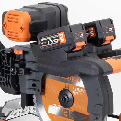 Pokosová AKU stolová píla EVOLUTION R255SMS-DB-Li + 2x 5Ah batéria a nabíjačka